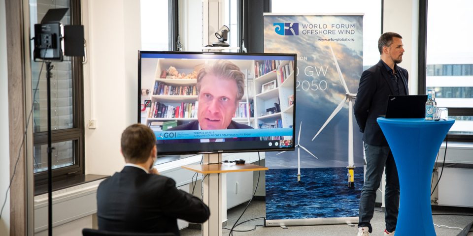Herr Thomas Bareiß, virtuell zugeschaltet bei Pressekonferenz der German Offshore-Wind Initiative GOI im Nordic Energy Hub