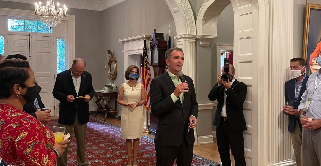 Virginia Governor Ralph S. Northam delivers remarks at the Governor’s Mansion during the recent Offshore Wind Reception at the Governor’s Mansion in Richmond.